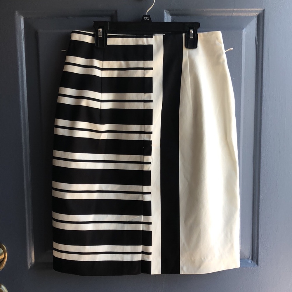 Worthington Black & White Colorblock Striped Pencil Skirt - Picture 2 of 10